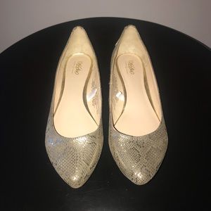 Gold Snakeskin Flats